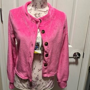Pink plush cardigan